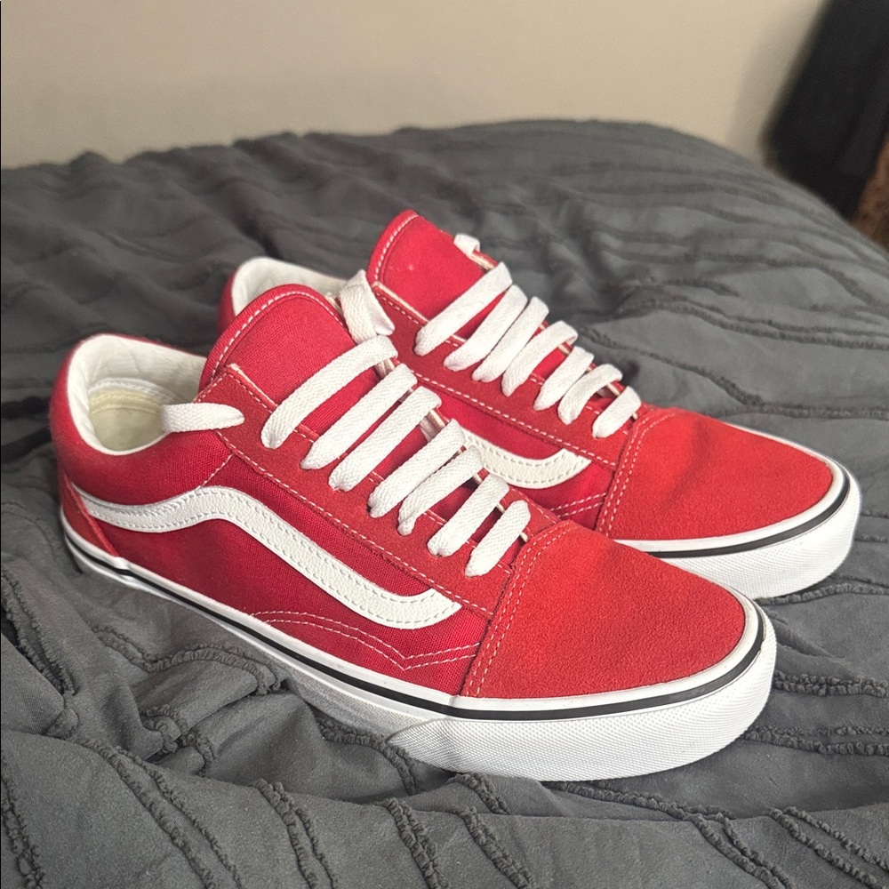 Vans Red and White Low-Top Sneakers